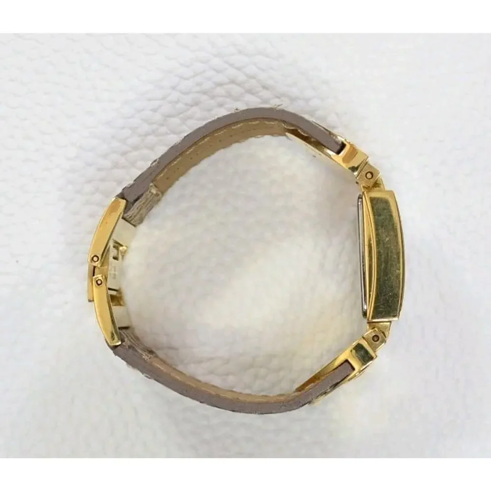 Michael Kors MK2114 Gold Square Watch Brown Python Snake Leather Band Date Dial